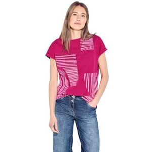 Cecil B321312 Gestreept T-shirt voor dames, Roze sorbet