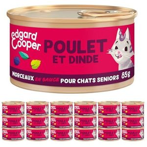 Edgard & Cooper Paté doos voor katten, zonder granen, natuurlijk voer, gezonde voeding, smakelijke en evenwichtige voeding, hoogwaardige eiwitten (New – Senior kip/kalkoen, 85 g x 18)