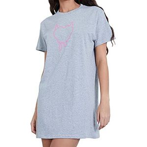 Sleepdown Officiële gelicentieerde Love Island Neon Devill Heart oversized T-shirt jurk (L grijs gemêleerd), L grijs gemêleerd, L, Grijs Chinees