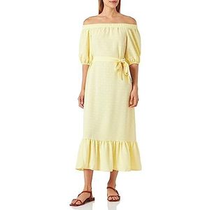 Koton Robe Midi Off The Shoulder Belted pour femme, Jaune (153), 36