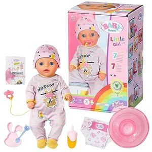 BABY born Little Girl-pop van 36 cm - voor kleine handjes, creatief spelen ontwikkelt empathie en sociale vaardigheden - 2 jaar en ouder - inclusief 1 outfit en 7 accessoires