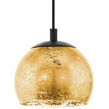 EGLO Alabraccin Hanglamp, hanglamp, plafondlamp, kroonluchter voor woonkamer of eetkamer, metaal, zwart en goudkleurig glas, fitting E27, Ø 19 cm