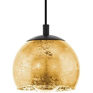 EGLO Alabraccin Hanglamp, hanglamp, plafondlamp, kroonluchter voor woonkamer of eetkamer, metaal, zwart en goudkleurig glas, fitting E27, Ø 19 cm
