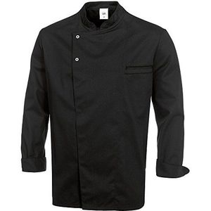 BP Gourmet 1547-400-32 keukenjack met lange mouwen, 65% polyester, 35% katoen, drukknopen van roestvrij staal, normale pasvorm, maat XS, kleur: zwart