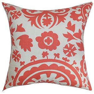 The Pillow Collection Wella kussenhoes, Floral, katoen, 19745 x 19745 x 6907 cm, oranje