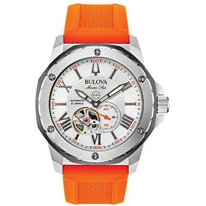 Bulova Heren analoog automatisch horloge met siliconen armband 98A226, oranje, riem, Oranje, riem