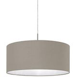 EGLO Pasteri Hanglamp, Hanglamp van staal en textiel, kleur nikkel mat, taupe, woon- en eetkamerlamp, fitting E27, Ø 53 cm