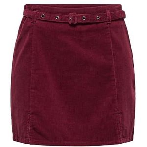 ONLY Onlnessa Jupe en velours côtelé avec ceinture pour femme, Bordeaux, S