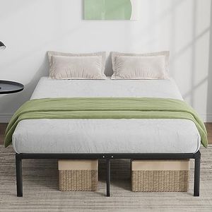 Novilla Bedframe, platform van metaal, voor matrassen van 160 x 190 cm, hoogte van opslag onder het bed 31,4 cm, metalen frame, geen lattenbodem nodig, eenvoudige montage, zwart