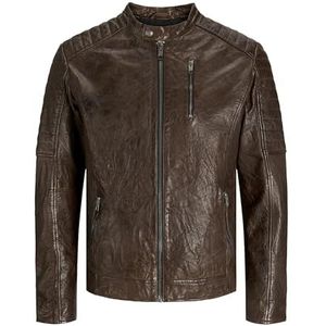 Jack & Jones Jjerichard Noos leren jas voor heren (1 stuk), Bruin/steen