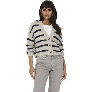 ONLY Onlcarolnice Stripe Cardigan Knt Noos Damesvest, Pumice Stone/strepen: marineblauw