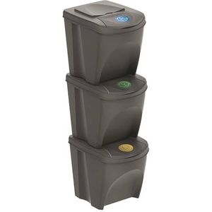 WELL HOME MOBILIARIO & DECORACIÓN Set van 3 recyclingcontainers, grijs, volume 3 x 25 liter