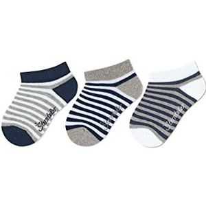 Sterntaler Sneakersokken, pak van 3 gestreepte sokken, marineblauw, normaal kinderen, uniseks, Eén maat, Marinier