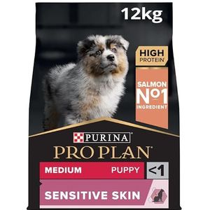 Pro Plan Hond Medium Puppy Sensitive Skin Hondenvoer, Puppybrokken - Gevoelige Huid, met Zalm, 12kg
