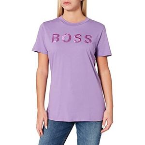 BOSS C Elogo dames T-shirt van biologisch katoen met glitterlogo, Open Purple543