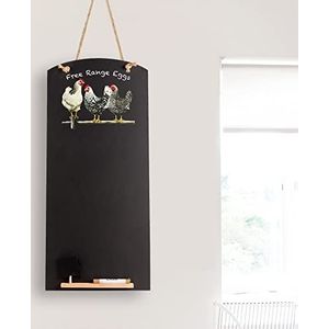 Chalkboards UK CHB125 zwart-wit bord met touw, bord en krijt, kippen, zwart, 60 x 26,5 x 1 cm