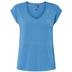 Pieces Pcbillo Tee_Lurex Stripes T-shirt voor dames, Blauwe Azure