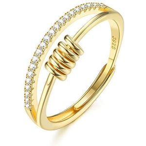 CASSIECA 925 sterling zilveren spinner ringen met parels spinner ringen fidget ringen CZ voor dames, metaal, zirkonia