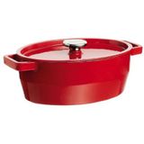 Pyrex Slowcook Ovaal Rood 3,8 L - Gietijzeren Braadpan voor Alle Warmtebronnen