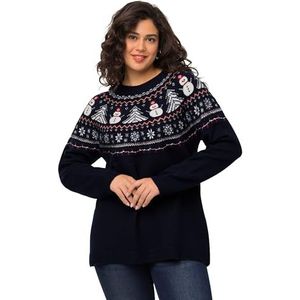 Ulla Popken Trui met Noorse kerstmotief, sweatshirt voor dames, Marinier