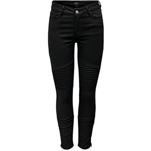 Only ONLBLUSH MW SK Zip Coat Jogg ANK biker jeans, zwart, S / 30 voor dames, zwart, S, zwart.