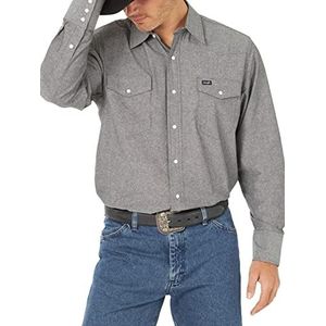 Wrangler Chemise de travail western à manches longues avec boutons pression pour homme Finition délavée, Nuit sans lune, XL taille tall