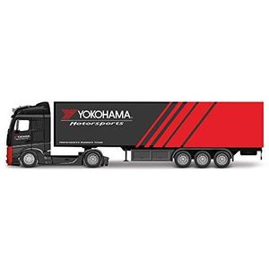 Burago -1/43 Street Fire-vrachtwagen met Mercedes Benz Actros Yokohama-aanhanger, rood en zwart, B18-31460Y, verschillende motieven en kleuren