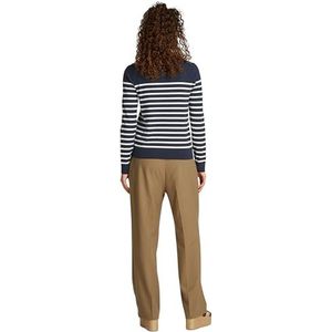 Tommy Hilfiger Pull à col rond en jersey fin pour femme, Bleu (Dark Night Navy/Ivory Petal Stp), 3XL