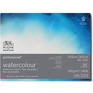 Winsor & Newton Professional Aquarelpapier Grain satiné Blok 4-zijdig gelijmd 300gr 20 vel 22,9x31cm