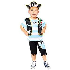 amscan Peppa Pig piratenkostuum voor jongens, blauw, zwart en wit, 3-4 jaar, blauw, zwart en wit.