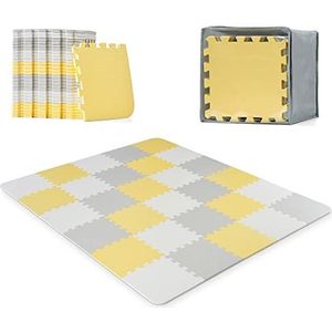 Kinderkraft LUNO - Speelkleed - Puzzelmat - 30 vloerpuzzels - Geel