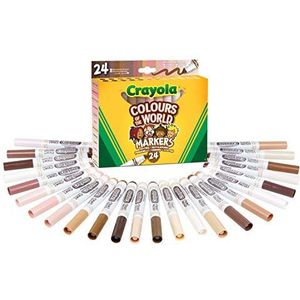 Crayola Colors of The World, set van 24 kleurpennen, assortiment huidskleuren over de hele wereld, aanbevolen leeftijd: vanaf 3 jaar