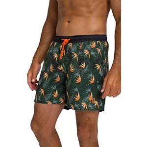 JP 1880 JAY-PI zwemshort voor heren met elastische tailleband en bloemenpatroon, Donkergroen