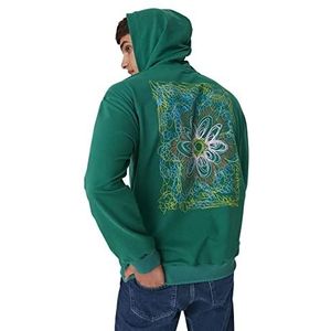 Trendyol Capuchon met sweatshirt Regular Slogan Overall heren, smaragdgroen, XL, Emerald Groen