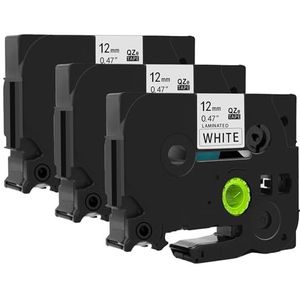 Doree 3 stuks TZe-231 Tze231 TZ-231-12 mm x 8 m tape zwart op wit compatibel met Brother P-Touch Label Printer H110 H105