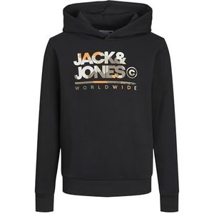 JACK&JONES JUNIOR Jjluke Hoodie voor jongens, Zwart - Oranje - Groen