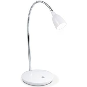 Flexy Led-bureaulamp, flexibele bureaulamp, geïntegreerde led, 2,5 W (20 W), levensduur 30.000 uur, wit gecombineerd met chroom, voor alle binnenruimtes, IP20