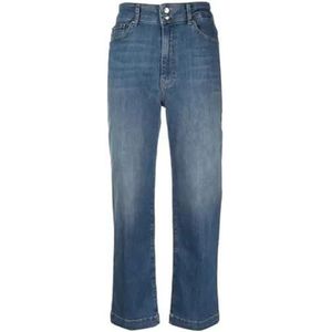 Love Moschino Cropped Slim Fit 5-pocket broek casual damesbroek, Medium blauwe denim