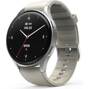 Hama Smartwatch 8900 GPS AMOLED 1,32 inch Alexa telefoon rond zilver zilver zeer aangenaam modern, zilver., Modern