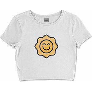 Bona Basics, Basic T-shirt met digitale print voor dames, 100% katoen, wit, casual, maat: M, wit, M, Wit