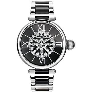 Thomas Sabo Karma WA0298-290-203-38 mm dames polshorloge analoog kwarts roestvrij staal zwart zilver zwart zilver manchet, Zwart/Zilver, omslagmanchet