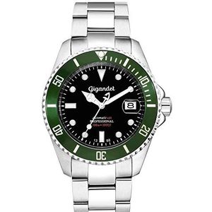 Gigandet Sea Ground duikhorloge voor heren, automatisch, analoog, zwart, groen, G2-005, armband
