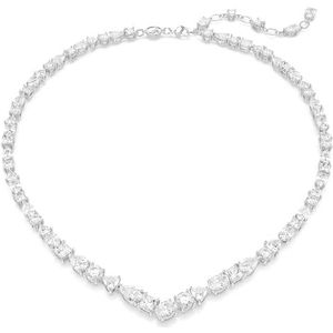 Swarovski Mesmera ketting versierd met een rij witte kristallen, gerhodineerd metaal, Gerhodineerd, zirkonia, Kristal