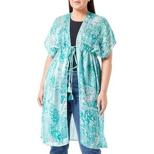 ZITHA Kimono pour femme, Vert/blanc, S