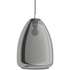 EGLO Hanglamp Alobrase, hanglamp van verchroomd metaal en verdampt glas in zwart transparant, hanglamp E27, Ø 30 cm