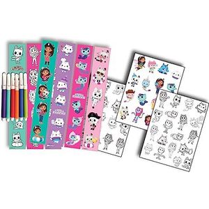 Cefa Toys - Gabby's poppenhuis tattooset en stickers, inclusief meer dan 50 tatoeages, 45 stickers en 6 uitwisbare markers, geschikt voor kinderen vanaf 3 jaar