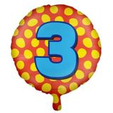 Happy Foil Ballonnen, 3 jaar, 6 Stuk