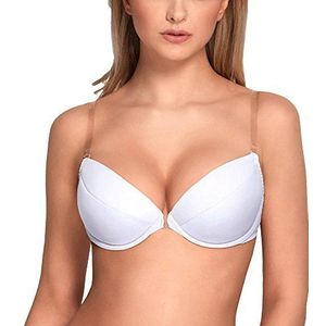 VIVISENCE Eve 1012 Push-up beha voor dames, transparant, blote rug, afneembaar, zonder patroon, EU, Wit