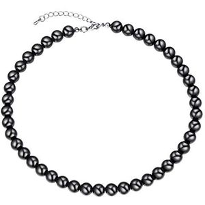 U7 Elegante parelketting voor dames en heren, choker, zoetwaterparels, overlappende parelkettingen, bruiloft/feest modesieraden, 40,6 cm/43,2 cm/45,7 cm, stuur een doos, Parel, Zwarte parel