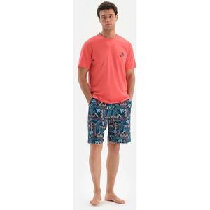 Dagi Ensemble pyjama tendance rouge pour homme - Taille normale - Manches longues - Col rond - T-shirt et short, rouge, S